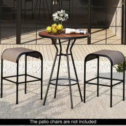 Tangkula 3 PCS Outdoor Bar Table Set, 28” Round Bar Height Table with 2 Bar Stools