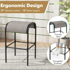 Tangkula 5 PCS Outdoor Bar Table Set, 28” Round Bar Height Table with 4 Bar Stools