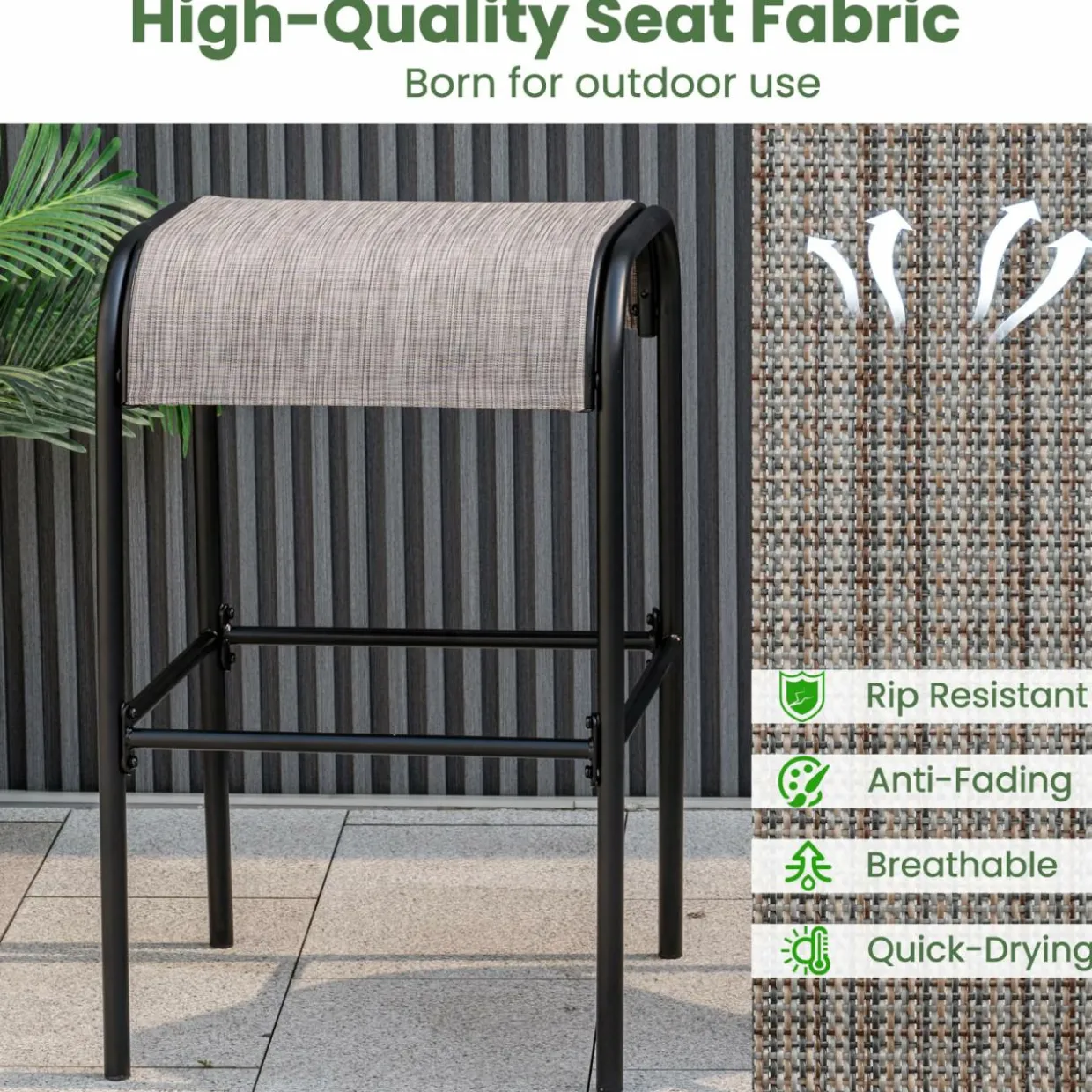 Tangkula 3 PCS Outdoor Bar Table Set, 28” Round Bar Height Table with 2 Bar Stools