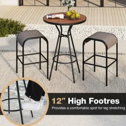Tangkula 5 PCS Outdoor Bar Table Set, 28” Round Bar Height Table with 4 Bar Stools