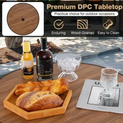 Tangkula 5 PCS Outdoor Bar Table Set, 28” Round Bar Height Table with 4 Bar Stools