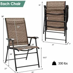 Tangkula 4 Pcs Outdoor Patio Chair, Space Saving Stackable Portable Steel Frame Lawn Poolside Backyard