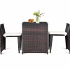 Tangkula 3 PCS Outdoor Rattan Dining Set (Brown)