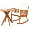 Tangkula 2 PCS Patio Bistro Set, Outdoor Acacia Wood Rocking Chair with Round Table