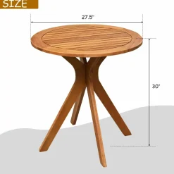 Tangkula 2 PCS Patio Bistro Set, Outdoor Acacia Wood Rocking Chair with Round Table