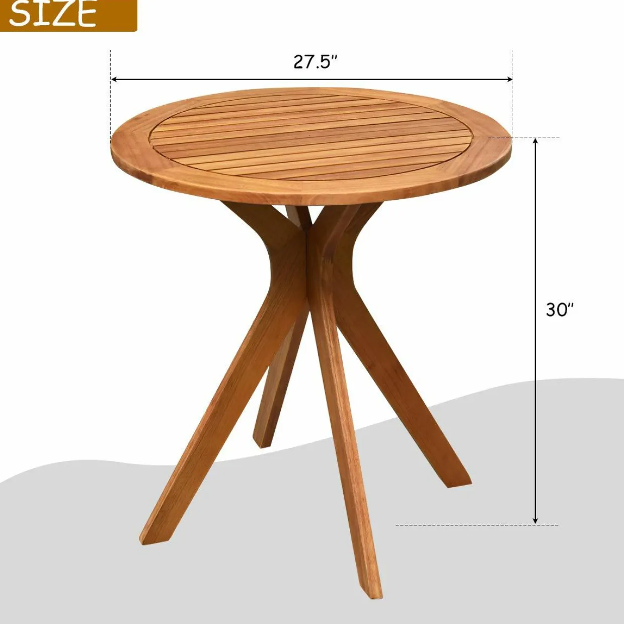 Tangkula 2 PCS Patio Bistro Set, Outdoor Acacia Wood Rocking Chair with Round Table