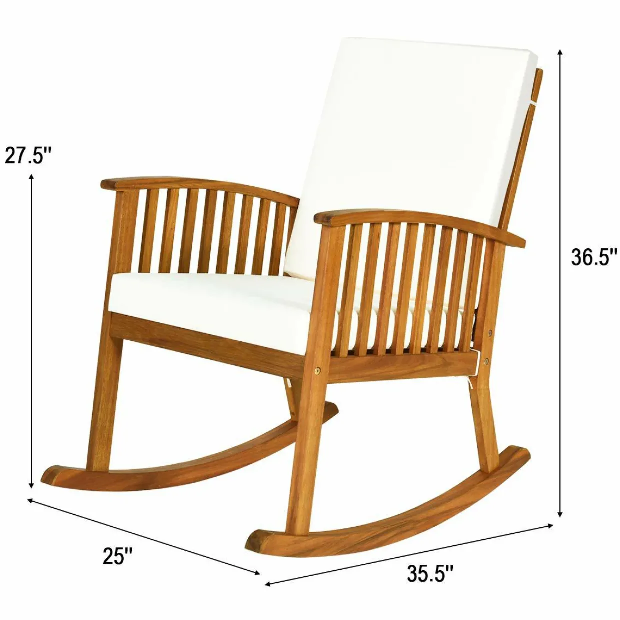 Tangkula 2 PCS Patio Bistro Set, Outdoor Acacia Wood Rocking Chair with Round Table