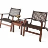 Tangkula 3 PCS Patio Conversation Set (Brown)