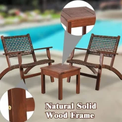 Tangkula 3 PCS Patio Conversation Set (Brown)