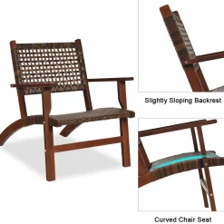 Tangkula 3 PCS Patio Conversation Set (Brown)