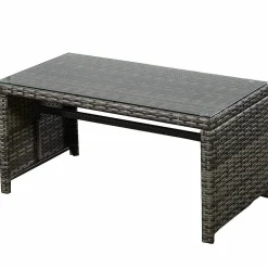 Tangkula 4 PCS Patio Conversation Set Outdoor Poolside Balcony Wicker PE Rattan Sectional Sofa Set
