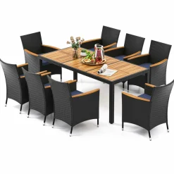 Tangkula 9 PCS Patio Dining Set for 8