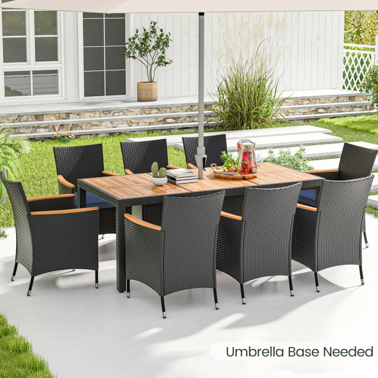 Tangkula 9 PCS Patio Dining Set for 8