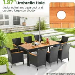 Tangkula 9 PCS Patio Dining Set for 8