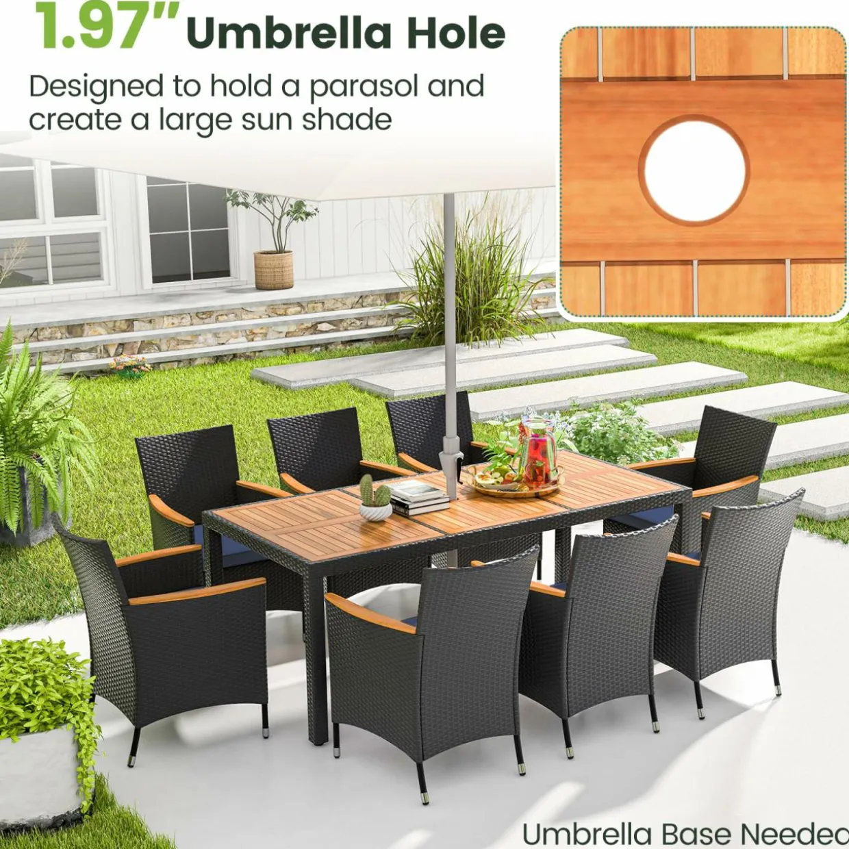 Tangkula 9 PCS Patio Dining Set for 8