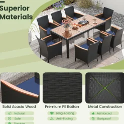 Tangkula 9 PCS Patio Dining Set for 8