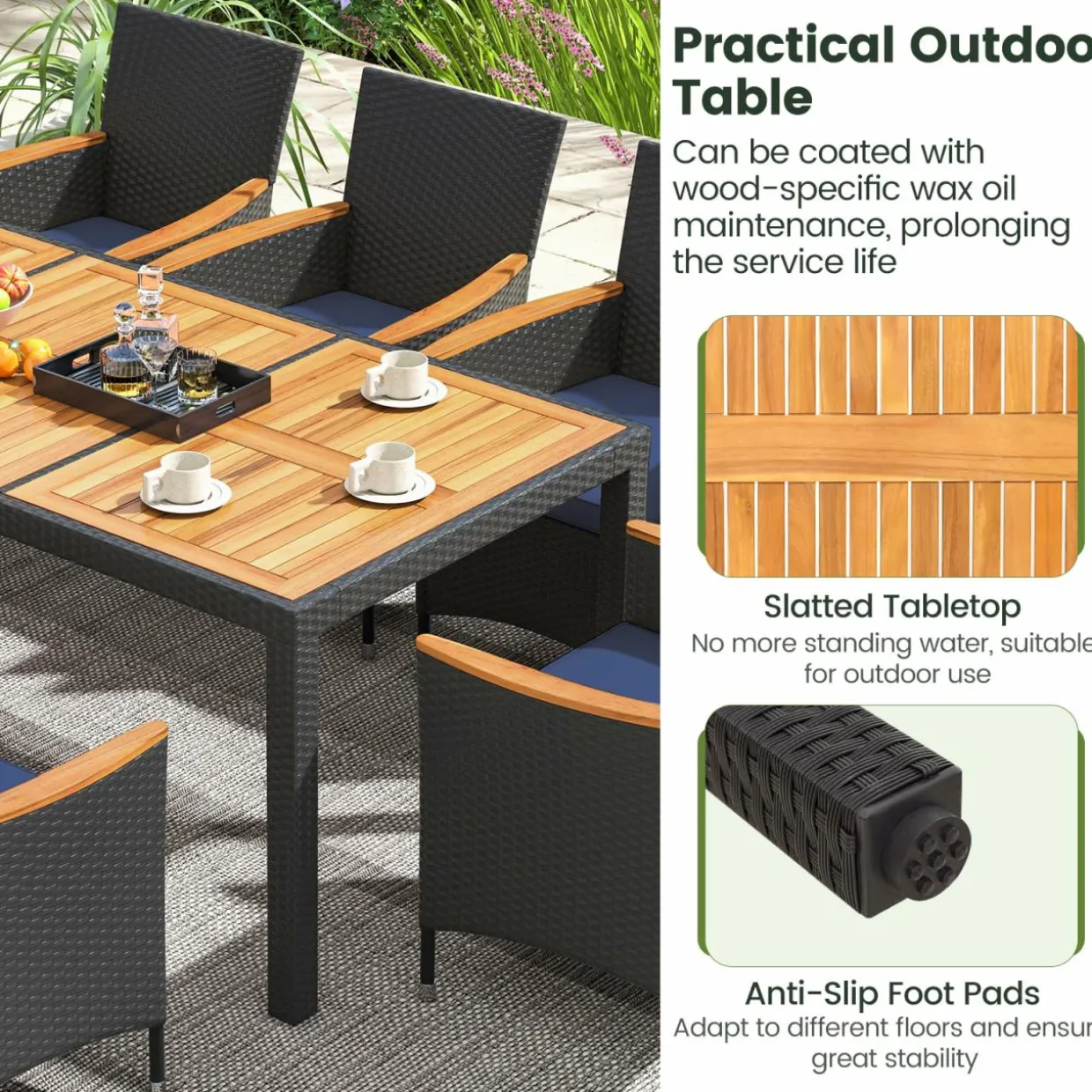 Tangkula 9 PCS Patio Dining Set for 8