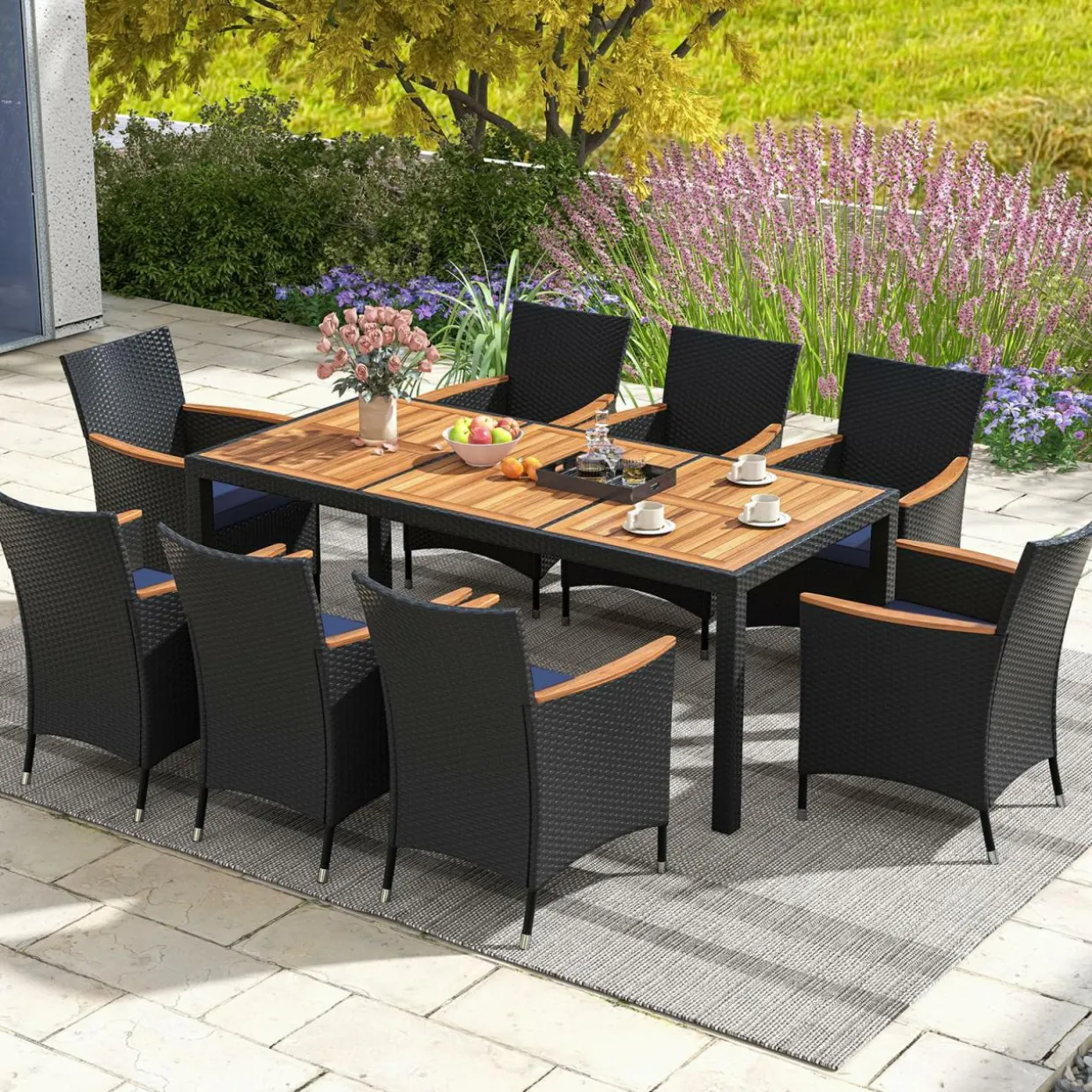 Tangkula 9 PCS Patio Dining Set for 8