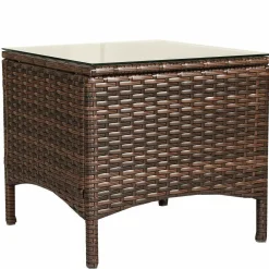 Tangkula 3 PCS Patio Rattan Wicker Furniture Set, 2 Ottomans & Coffee Table