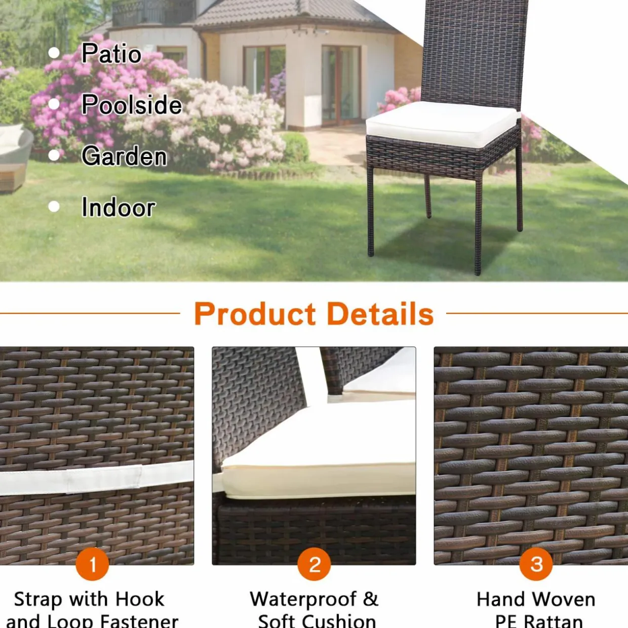 Tangkula 5 PCS Patio Wicker Dining Set, Outdoor Rattan Table and Chairs with w/Tempered Glass Table Top & Padded Cushions