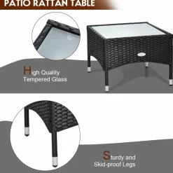 Tangkula 3 PCS Patio Wicker Rattan Furniture Set, Rattan Chair with Coffee Table