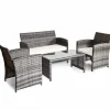 Tangkula 4/8 PCS Wicker Patio Conversation Set, Outdoor Rattan Sofas with Table Set