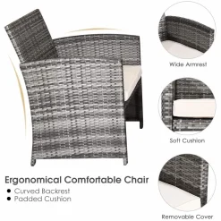 Tangkula 4/8 PCS Wicker Patio Conversation Set, Outdoor Rattan Sofas with Table Set