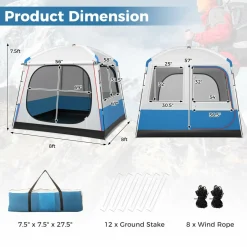 Tangkula 5 Person Camping Tent, Portable Backpacking Tent with Removable Rainfly,Carrying Bag