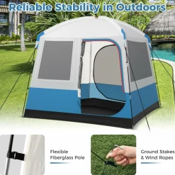 Tangkula 5 Person Camping Tent, Portable Backpacking Tent with Removable Rainfly,Carrying Bag