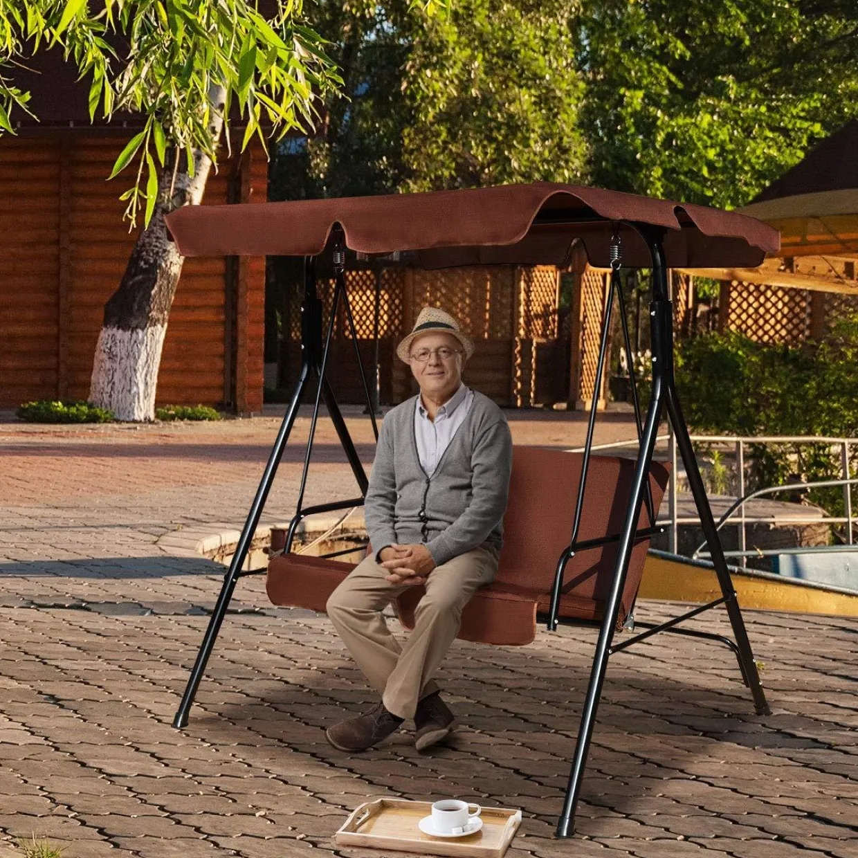 Tangkula 2 Person Canopy Swing
