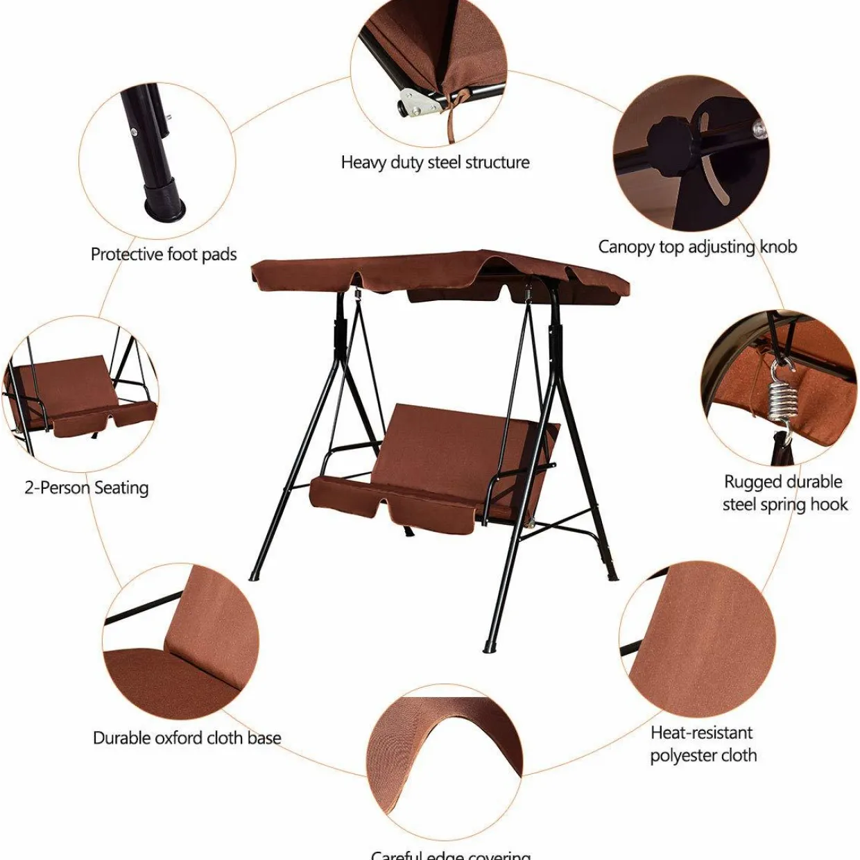 Tangkula 2 Person Canopy Swing