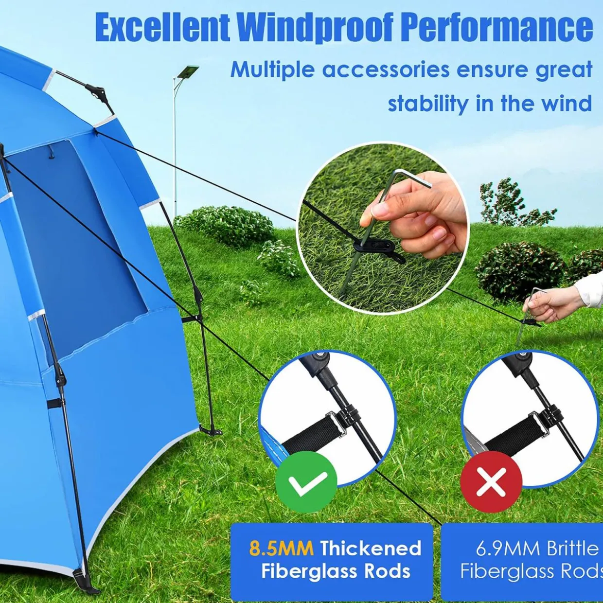 Tangkula 3-4 Person Easy Pop Up Beach Tent, UPF 50+ Portable Sun Shelter