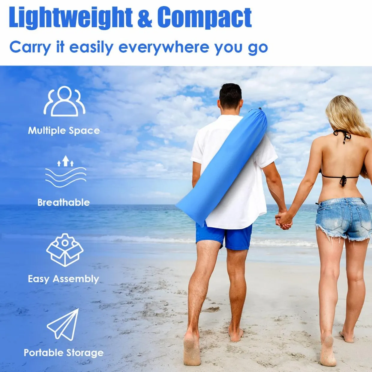 Tangkula 3-4 Person Easy Pop Up Beach Tent, UPF 50+ Portable Sun Shelter