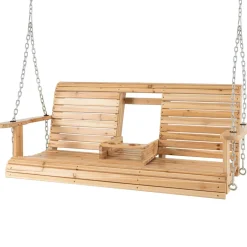 Tangkula 2 Person Hanging Porch Swing, Outdoor Bench Swing with Adjustable Chains