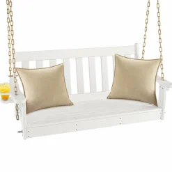 Tangkula 2 Person Hanging Porch Swing, Outdoor Bench Swing with Adjustable Chains