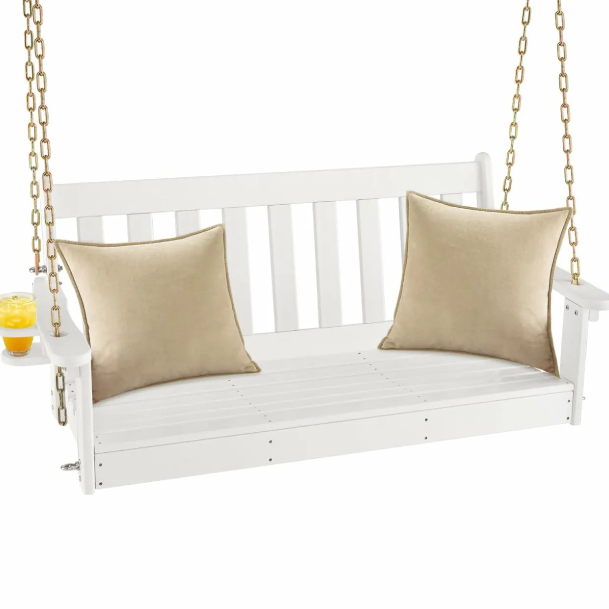 Tangkula 2 Person Hanging Porch Swing, Outdoor Bench Swing with Adjustable Chains