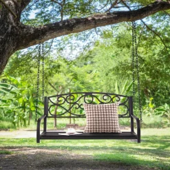 Tangkula 2 Person Hanging Porch Swing, Patio Swing Bench with Chains