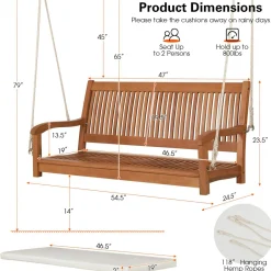 Tangkula 2 Person Hanging Porch Swing with Chains, High Back, Cozy Armrests, Heavy Duty 800Lbs