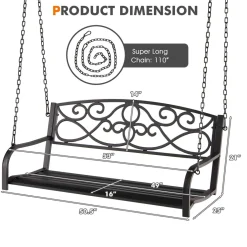 Tangkula 2 Person Hanging Porch Swing, Patio Swing Bench with Chains