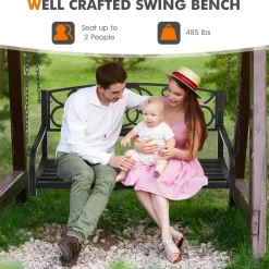 Tangkula 2 Person Hanging Porch Swing, Patio Swing Bench with Chains