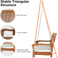 Tangkula 2 Person Hanging Porch Swing with Chains, High Back, Cozy Armrests, Heavy Duty 800Lbs