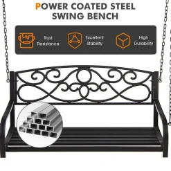 Tangkula 2 Person Hanging Porch Swing, Patio Swing Bench with Chains