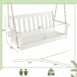 Tangkula 2 Person Hanging Porch Swing, Outdoor Bench Swing with Adjustable Chains