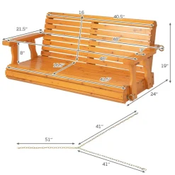 Tangkula 2 Person Hanging Porch Swing, Outdoor Bench Swing with Adjustable Chains