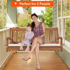 Tangkula 2 Person Hanging Porch Swing with Chains, High Back, Cozy Armrests, Heavy Duty 800Lbs