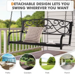 Tangkula 2 Person Hanging Porch Swing, Patio Swing Bench with Chains