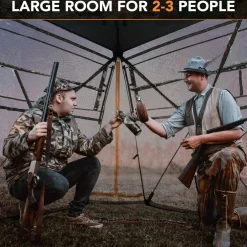 Tangkula 2-3 Person Hunting Blind, 360 Degree See Through Ground Blind with 4 Silent Slide Windows