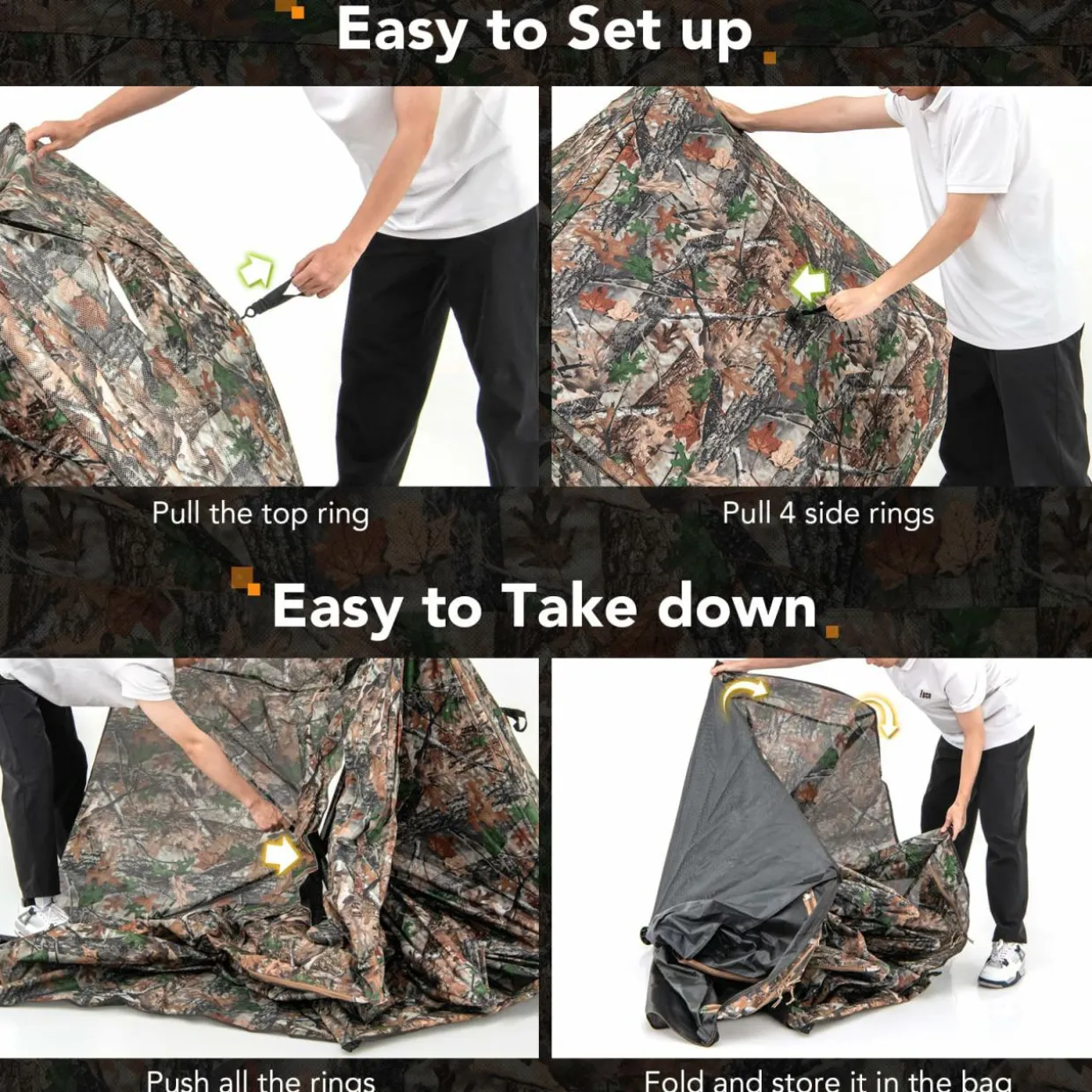 Tangkula 2-3 Person Hunting Blind, 360 Degree See Through Ground Blind with 4 Silent Slide Windows