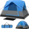 Tangkula 3 Person Outdoor Camping Tent, Waterproof Family Tent w/Removable Floor Mat