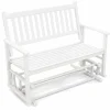 Tangkula 2 Person Outdoor Glider Chair, Poplar Wood Patio Swing Glider Loveseat Chair with Armrests